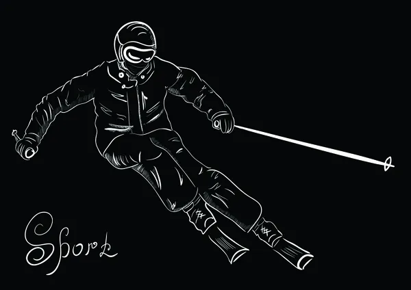 Esquiador bosquejo jalá — Vector de stock
